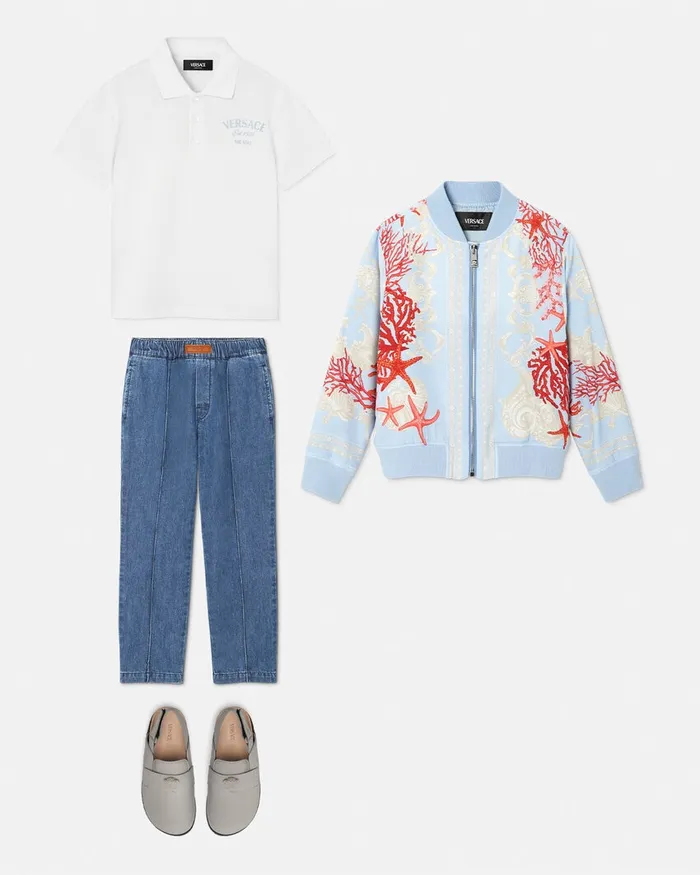 Tshirts and Polos Kids Versace University Coral Polo Shirt Whiteprint