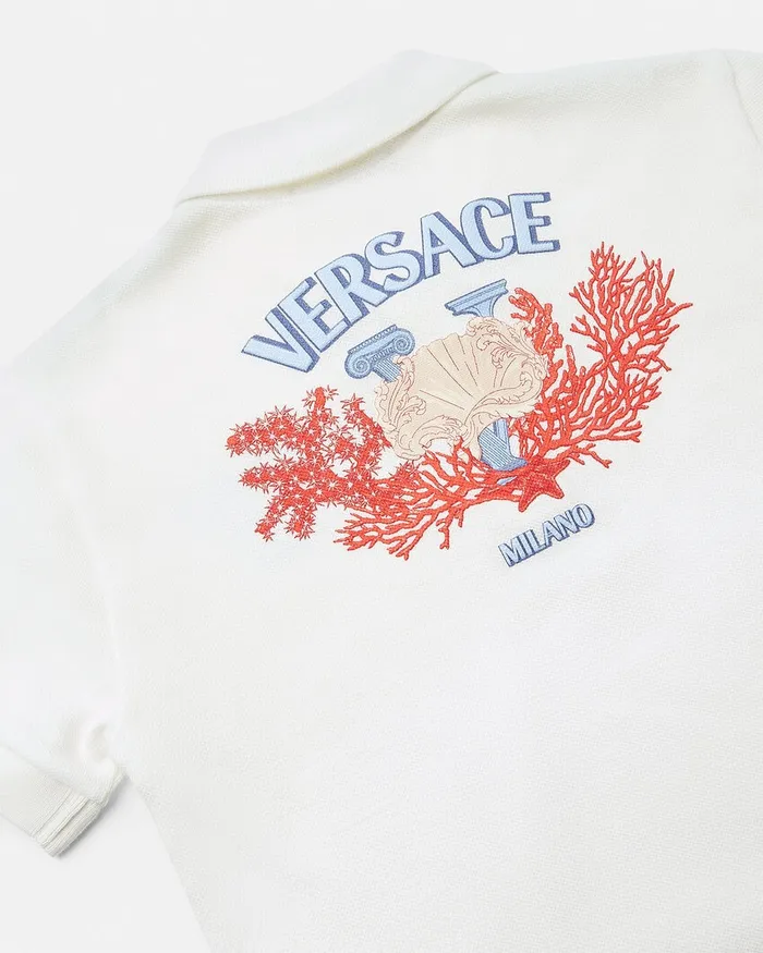 Tshirts and Polos Kids Versace University Coral Polo Shirt Whiteprint