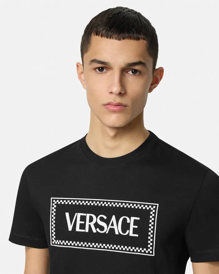 TShirts and Polos Men Versace Embroidered 03990s Vintage Logo TShirt Black