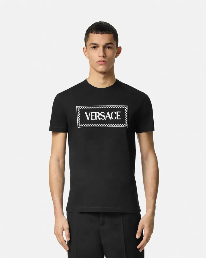 TShirts and Polos Men Versace Embroidered 03990s Vintage Logo TShirt Black