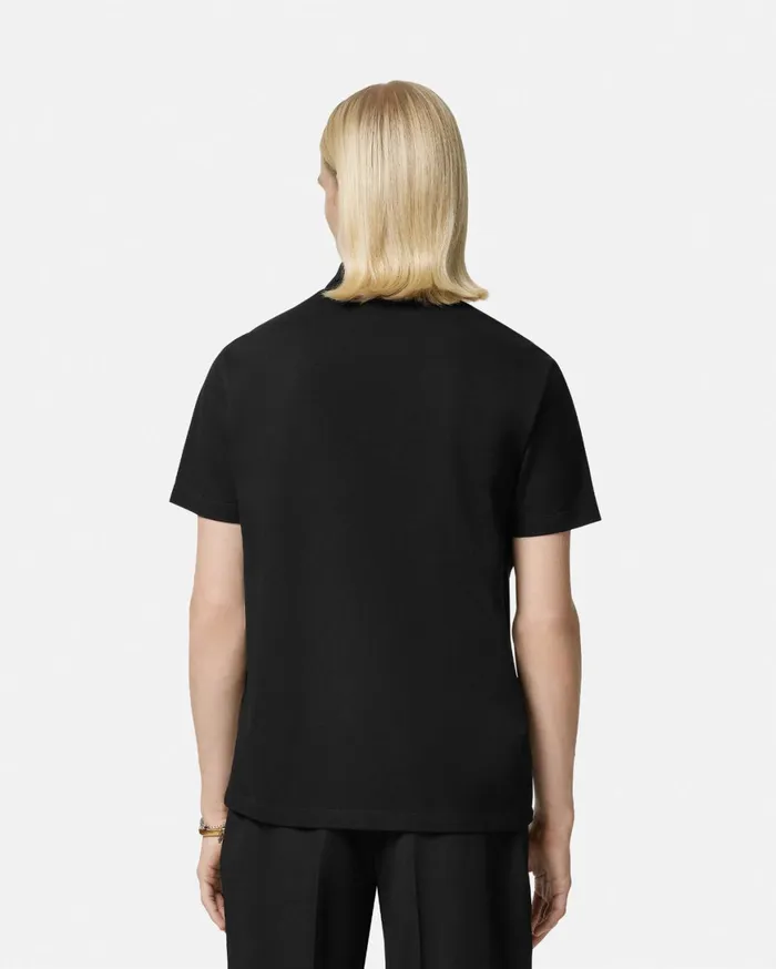 TShirts and Polos Men Versace Embroidered Coupe Blason Polo Shirt Black