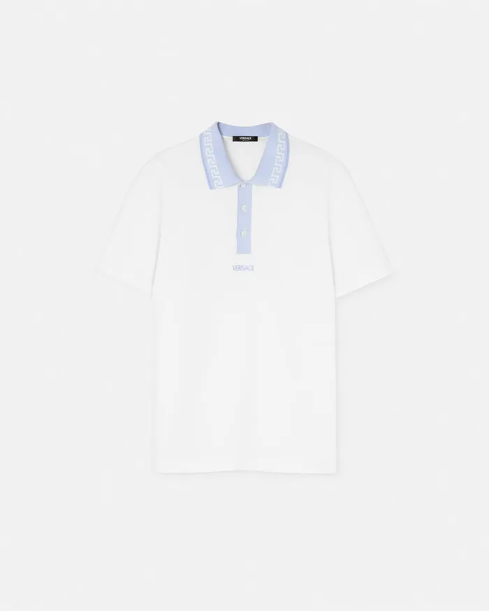 TShirts and Polos Men Versace Greca Collar Polo Shirt White