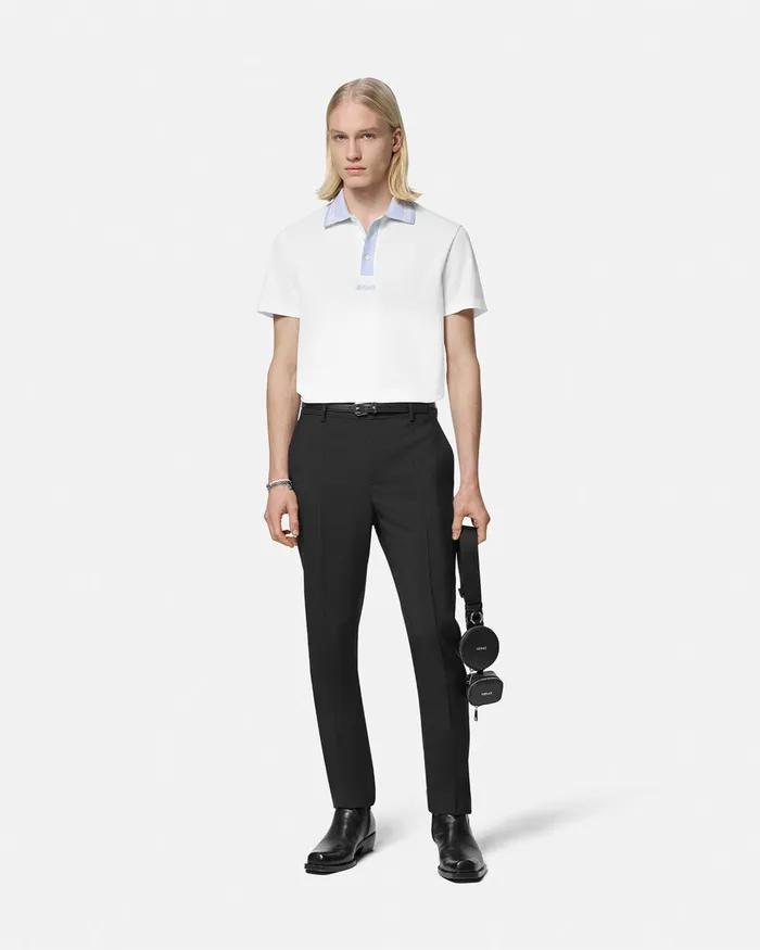 TShirts and Polos Men Versace Greca Collar Polo Shirt White