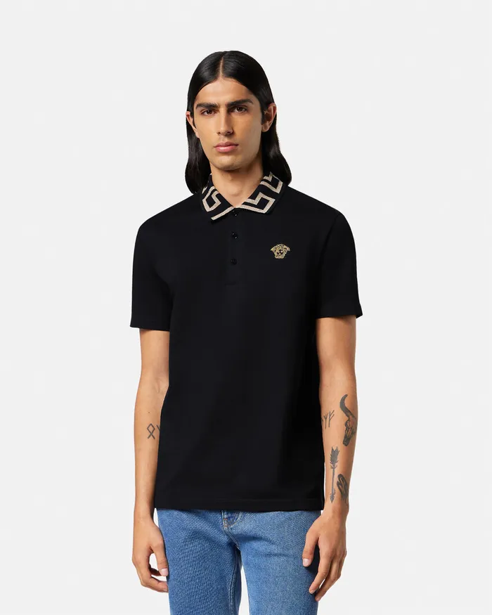 TShirts and Polos Men Versace Greca Polo Shirt Black