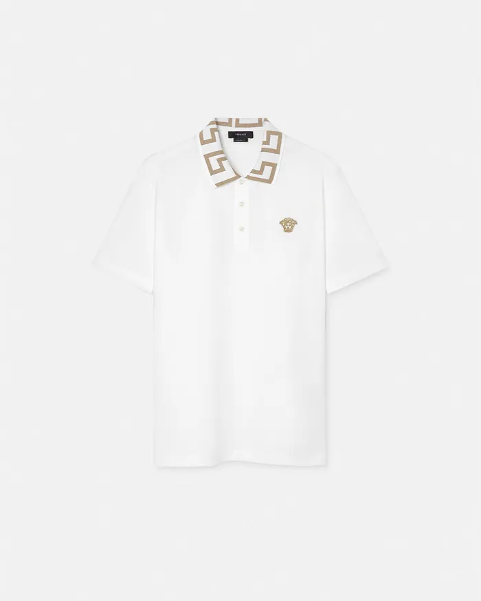 TShirts and Polos Men Versace Greca Polo Shirt White