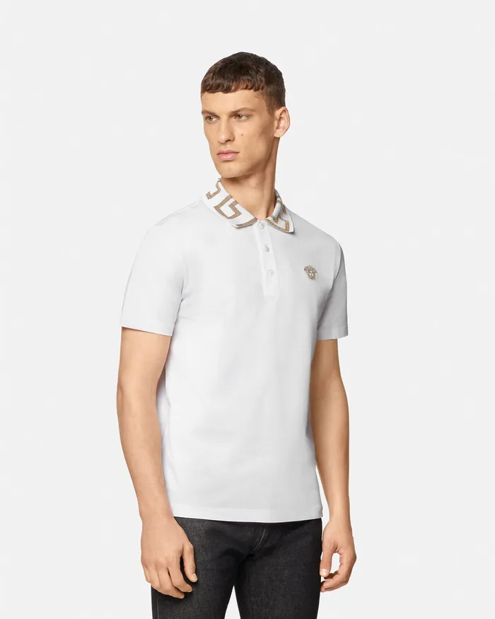 TShirts and Polos Men Versace Greca Polo Shirt White