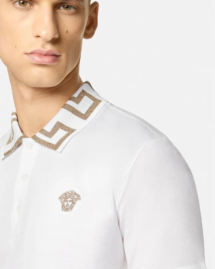 TShirts and Polos Men Versace Greca Polo Shirt White
