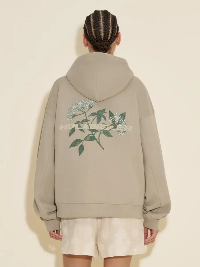 Tshirts and Sweats Women Holzweiler Ceremony Elderflower Zip Hoodie Dk Green
