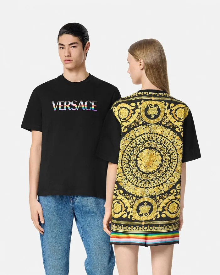TShirts and Sweatshirts WomenMen Versace Pride Barocco Logo TShirt Blackprint