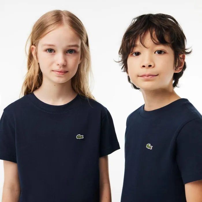 TShirts and Tops Kids Lacoste Kids039 Plain Cotton Jersey TShirt Navy Blue 166