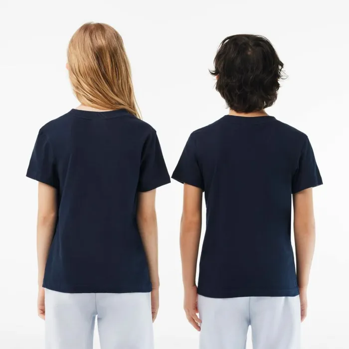 TShirts and Tops Kids Lacoste Kids039 Plain Cotton Jersey TShirt Navy Blue 166