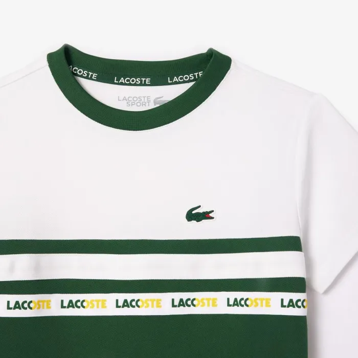 TShirts and Tops Kids Lacoste Kids039 UltraDry Piqu Tennis TShirt Green White 291