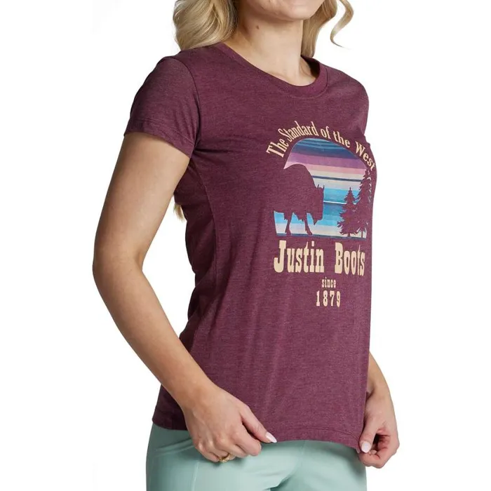 TShirts and Tops Women Justin Boots Serape Tee Maroon 040red041