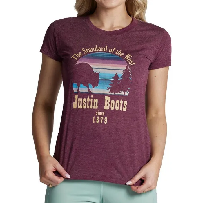 TShirts and Tops Women Justin Boots Serape Tee Maroon 040red041