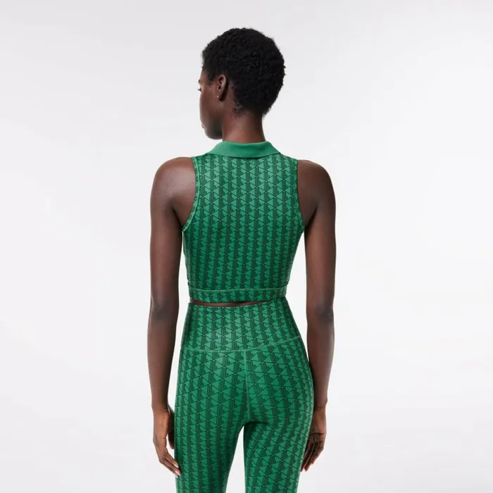 TShirts and Tops Women Lacoste Women039s Monogram Print Stretch Sports Bra Green Qij
