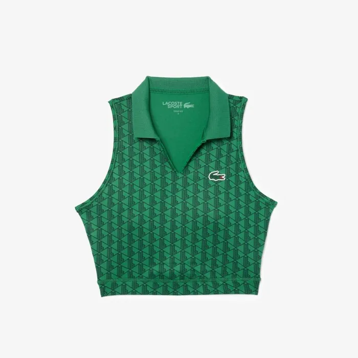 TShirts and Tops Women Lacoste Women039s Monogram Print Stretch Sports Bra Green Qij