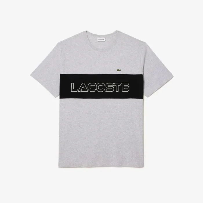 TShirts Men Lacoste Men039s Big Fit Colorblock Jersey TShirt Grey Chine Black 80p TShirts Men Lacoste Men039s Big Fit Colorblock Jersey TShirt Grey Chine Black 80p