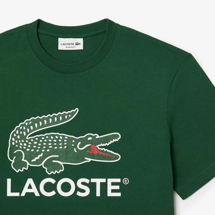 TShirts Men Lacoste Men039s Cotton Jersey Signature Print TShirt Pine Green 132