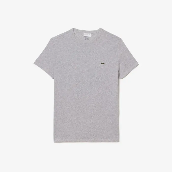 TShirts Men Lacoste Men039s Crew Neck Pima Cotton Jersey TShirt Grey Chine Cca