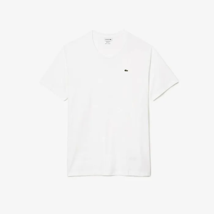 TShirts Men Lacoste Men039s Crew Neck Pima Cotton Jersey TShirt White 001