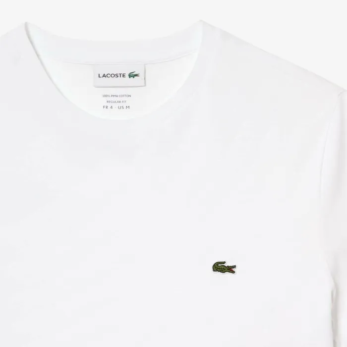 TShirts Men Lacoste Men039s Crew Neck Pima Cotton Jersey TShirt White 001