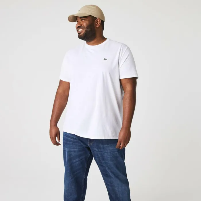 TShirts Men Lacoste Men039s Crew Neck Pima Cotton Jersey TShirt White 001
