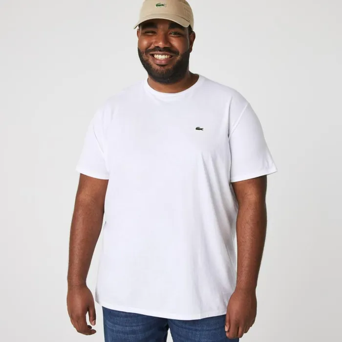 TShirts Men Lacoste Men039s Crew Neck Pima Cotton Jersey TShirt White 001