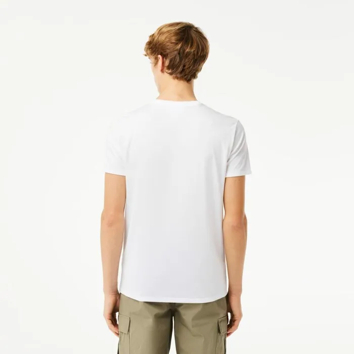 TShirts Men Lacoste Men039s Crew Neck Pima Cotton Jersey TShirt White 001