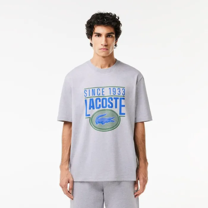 TShirts Men Lacoste Men039s Loose Fit Cotton Jersey Print TShirt Grey Chine Cca TShirts Men Lacoste Men039s Loose Fit Cotton Jersey Print TShirt Grey Chine Cca