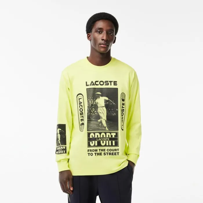 TShirts Men Lacoste Men039s Loose Fit Ren Lacoste Print TShirt Navy Blue Yellow Orange White Wta TShirts Men Lacoste Men039s Loose Fit Ren Lacoste Print TShirt Navy Blue Yellow Orange White Wta