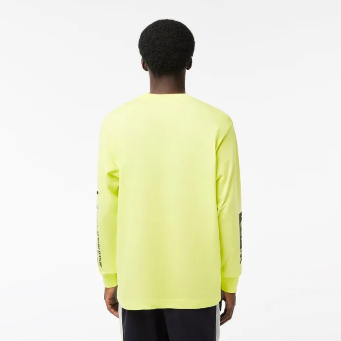 TShirts Men Lacoste Men039s Loose Fit Ren Lacoste Print TShirt Navy Blue Yellow Orange White Wta