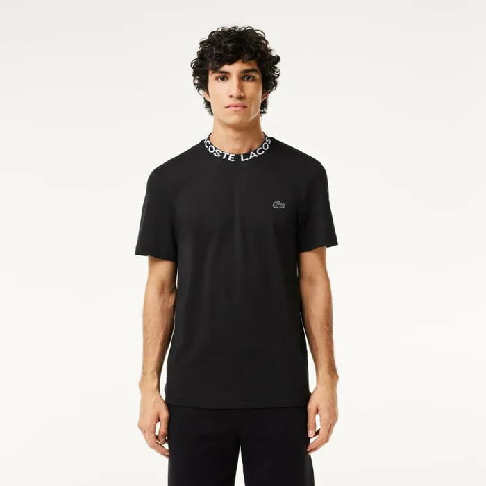 TShirts Men Lacoste Men039s Ultralight Piqu Logo Jacquard Collar TShirt Black 031 TShirts Men Lacoste Men039s Ultralight Piqu Logo Jacquard Collar TShirt Black 031