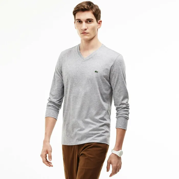 TShirts Men Lacoste Men039s VNeck Lightweight Pima Cotton Jersey TShirt Grey Chine Cca TShirts Men Lacoste Men039s VNeck Lightweight Pima Cotton Jersey TShirt Grey Chine Cca