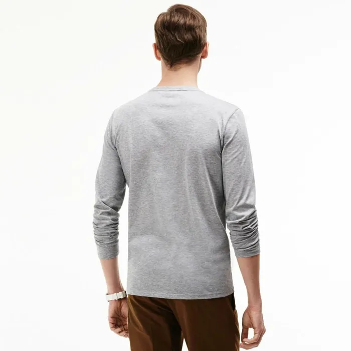 TShirts Men Lacoste Men039s VNeck Lightweight Pima Cotton Jersey TShirt Grey Chine Cca