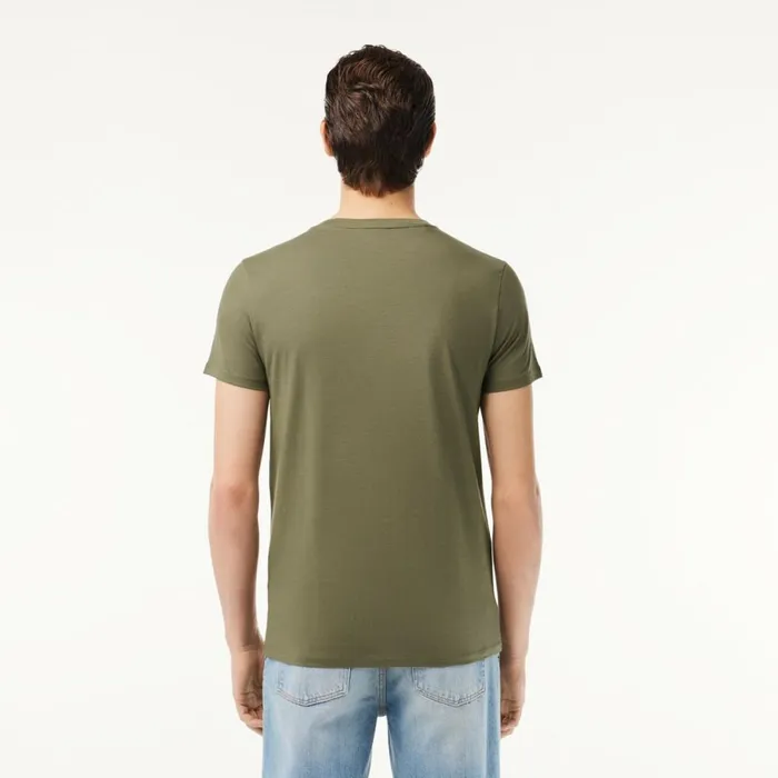 TShirts Men Lacoste Men039s VNeck Pima Cotton Jersey TShirt Khaki Green 316