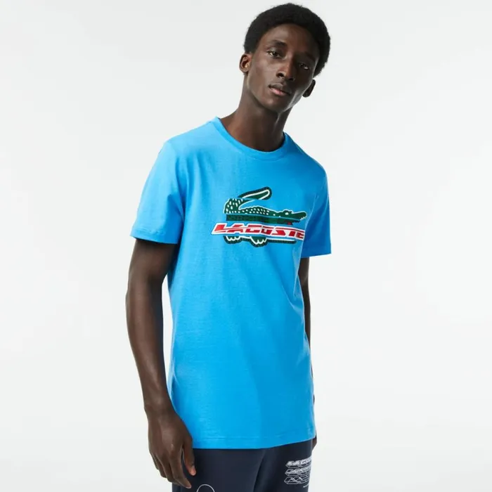 TShirts Men Lacoste Mens SPORT Regular Fit Organic Cotton TShirt Azur Blue Zba TShirts Men Lacoste Mens SPORT Regular Fit Organic Cotton TShirt Azur Blue Zba