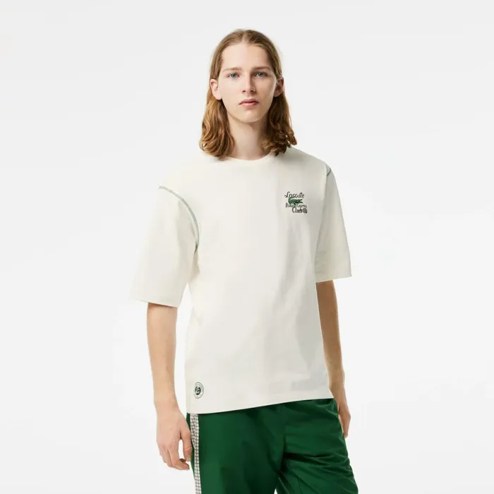 TShirts Men Lacoste Mens SPORT Roland Garros Edition Chunky Jersey TShirt White 70v TShirts Men Lacoste Mens SPORT Roland Garros Edition Chunky Jersey TShirt White 70v