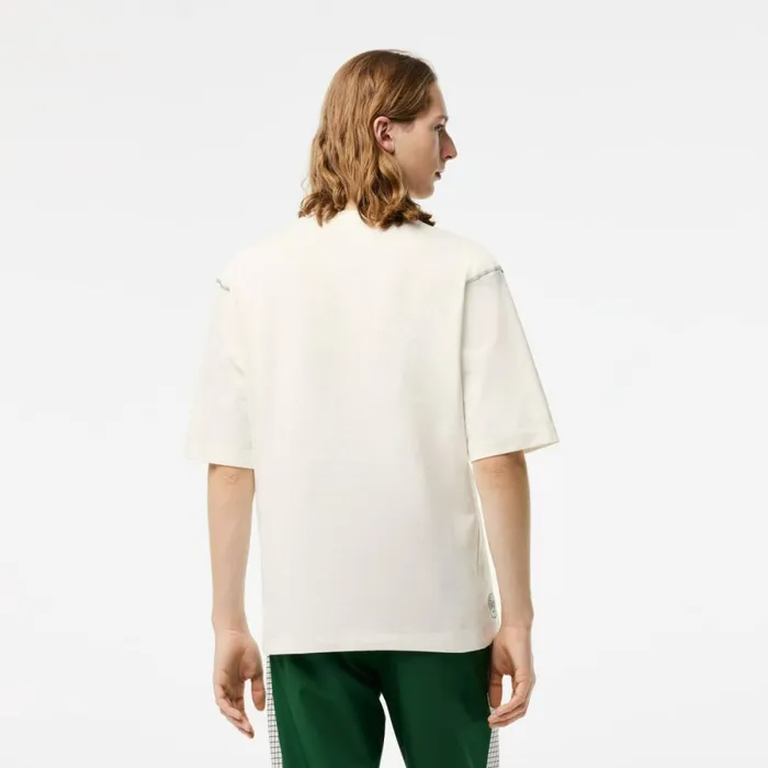 TShirts Men Lacoste Mens SPORT Roland Garros Edition Chunky Jersey TShirt White 70v