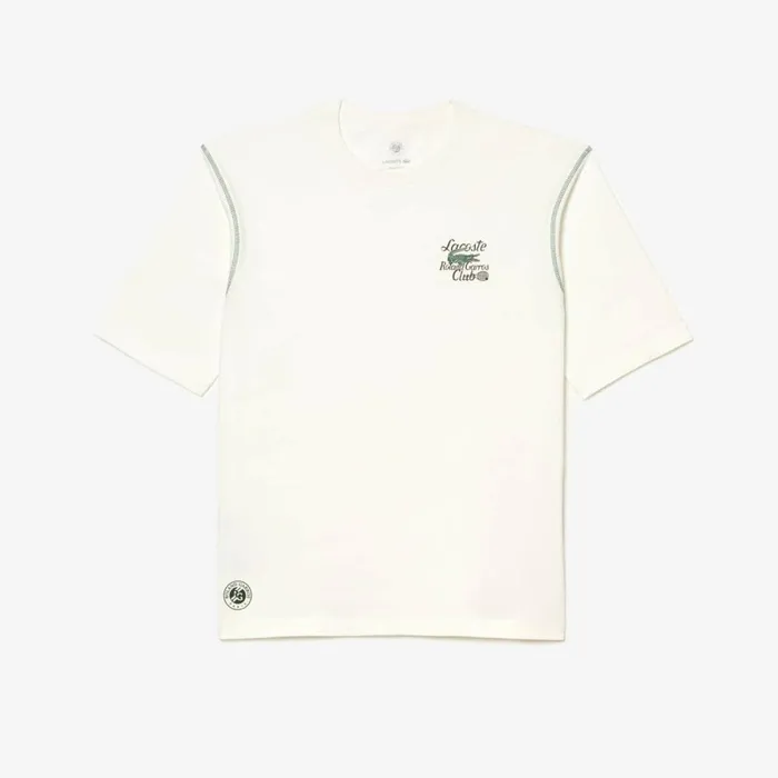 TShirts Men Lacoste Mens SPORT Roland Garros Edition Chunky Jersey TShirt White 70v