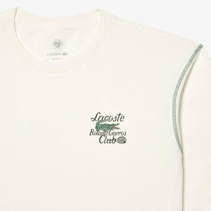 TShirts Men Lacoste Mens SPORT Roland Garros Edition Chunky Jersey TShirt White 70v