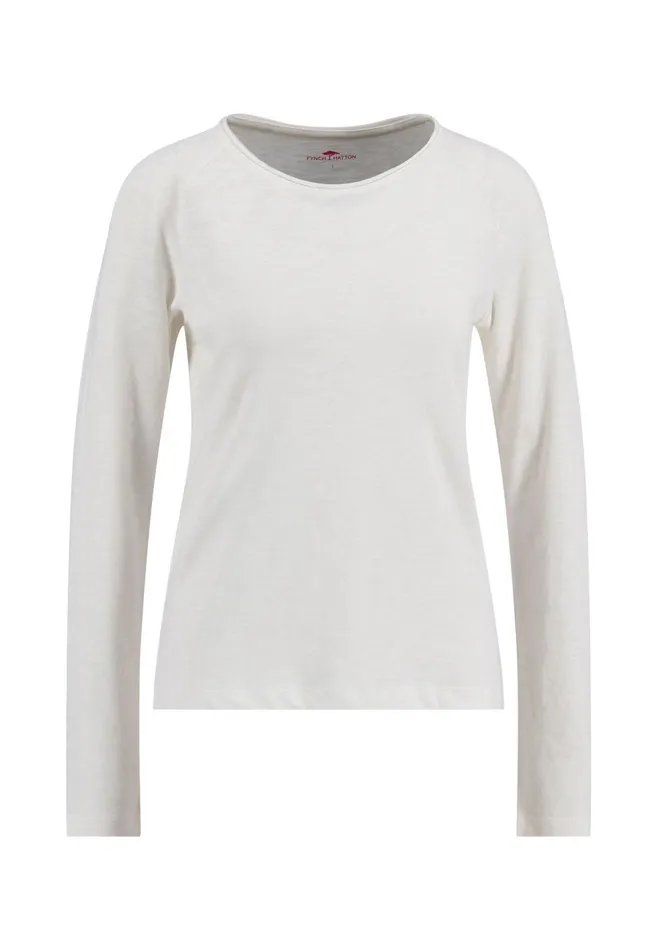 Tshirts Women FYNCHHATTON Long sleeved Shirt Made Of 100 Cotton Elegant Pinkmilkmodern Plum