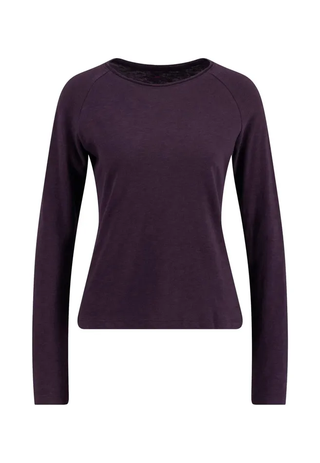Tshirts Women FYNCHHATTON Long sleeved Shirt Made Of 100 Cotton Elegant Pinkmilkmodern Plum