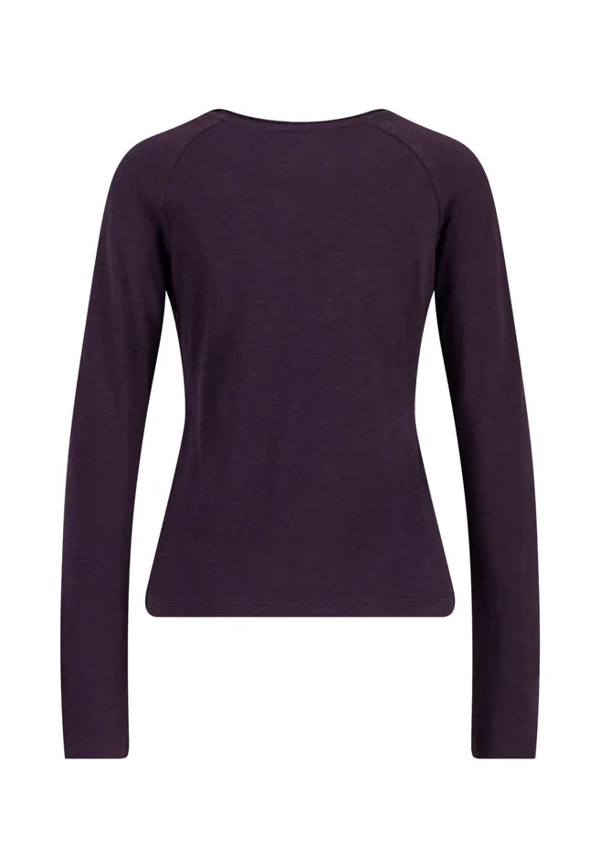 Tshirts Women FYNCHHATTON Long sleeved Shirt Made Of 100 Cotton Elegant Pinkmilkmodern Plum