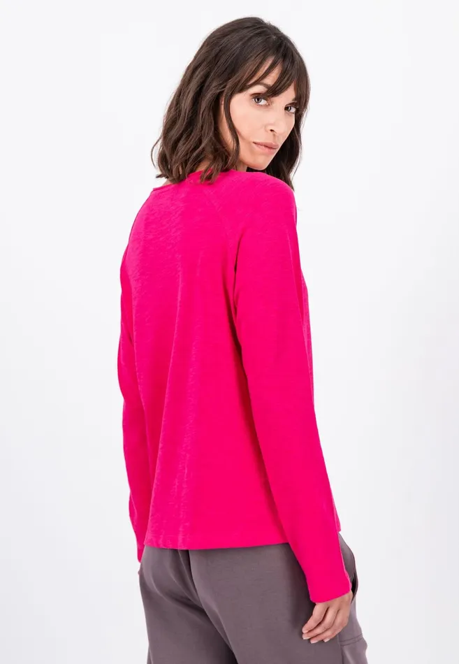 Tshirts Women FYNCHHATTON Long sleeved Shirt Made Of 100 Cotton Elegant Pinkmilkmodern Plum