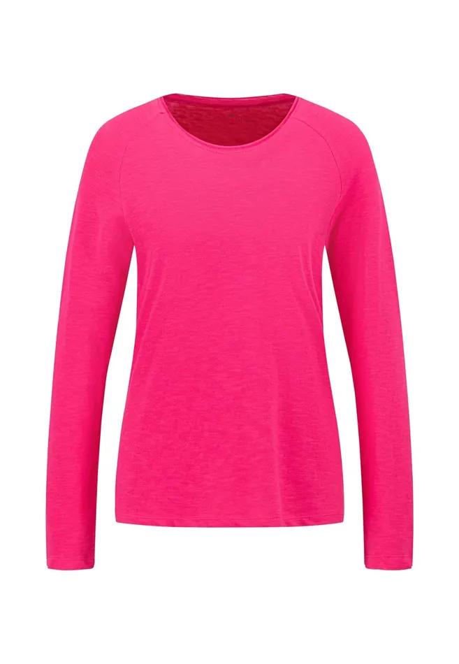 Tshirts Women FYNCHHATTON Long sleeved Shirt Made Of 100 Cotton Elegant Pinkmilkmodern Plum