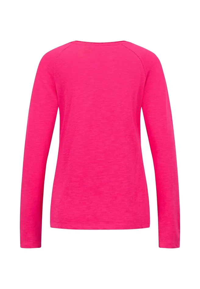 Tshirts Women FYNCHHATTON Long sleeved Shirt Made Of 100 Cotton Elegant Pinkmilkmodern Plum