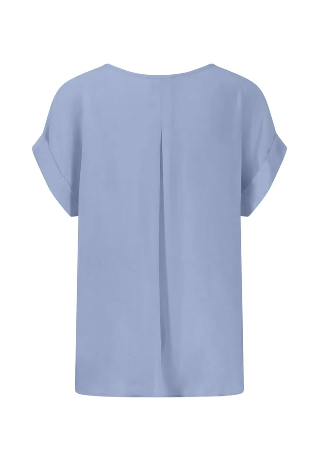 Tshirts Women FYNCHHATTON Short Arm Blouse With A Circular Neckline Summer Redfresh Roselight Blue