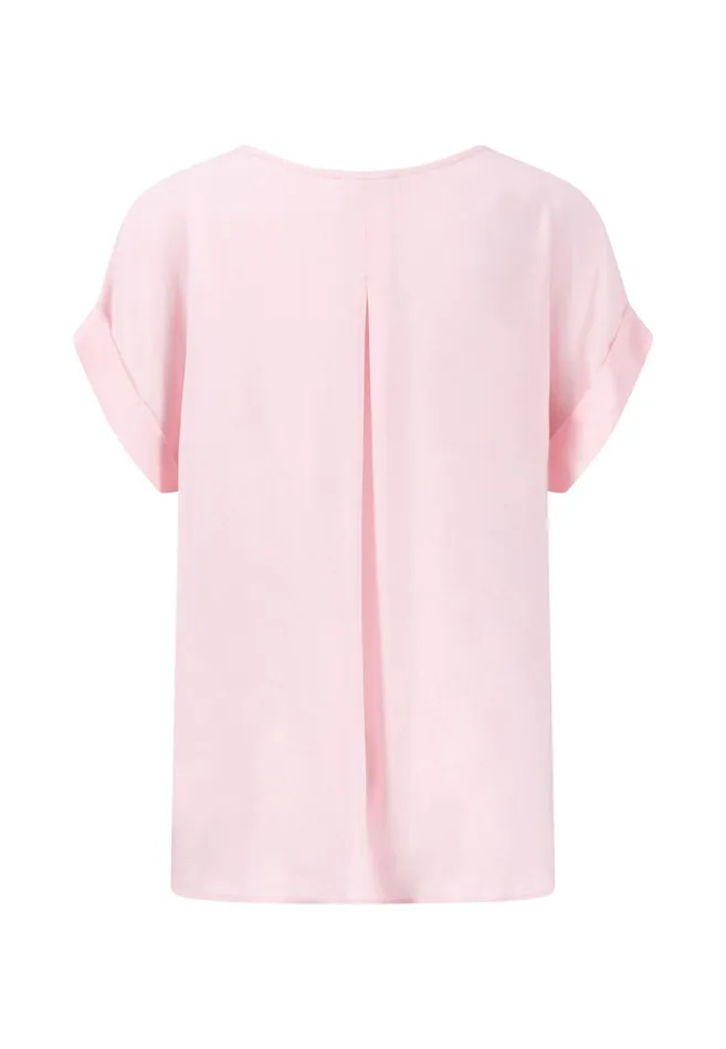 Tshirts Women FYNCHHATTON Short Arm Blouse With A Circular Neckline Summer Redfresh Roselight Blue