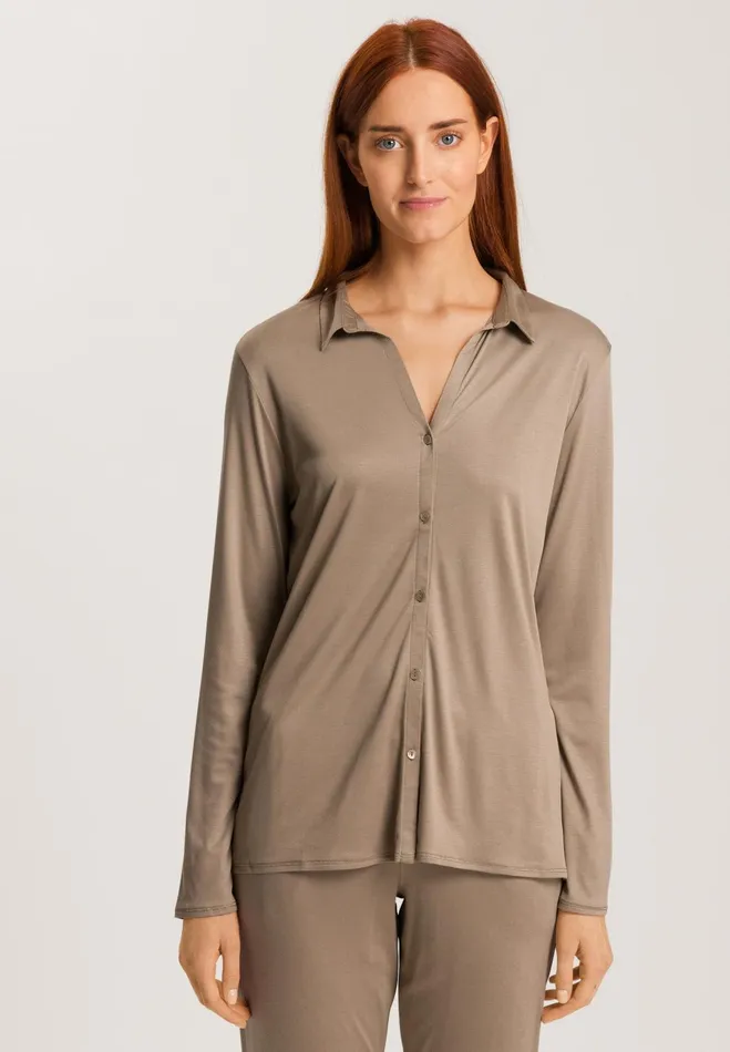 TENCEL And Silk Shirt Taupe Women HANRO Pajama Tops