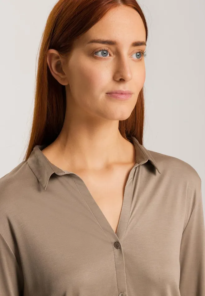 TENCEL And Silk Shirt Taupe Women HANRO Pajama Tops